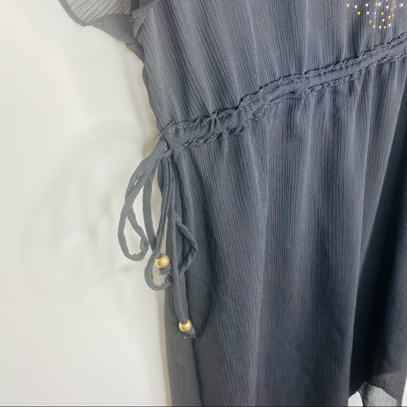 St. John Swim Suit Cover Up Chiffon Sheer Sequin Bead Tie Waist Beach Pool Black - Picture 6 of 10